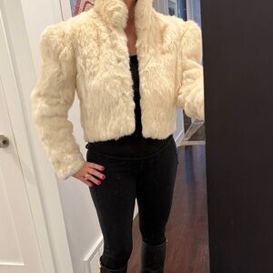 Bermans Rabbit Fur Jacket Small Cream Vintage 2002